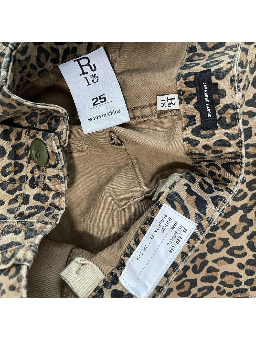 NWT ~ R13 Wide Leg Utility Pant in Leopard  Size 25 - Picture 7 of 7